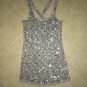 Silver sequence see thru shirt